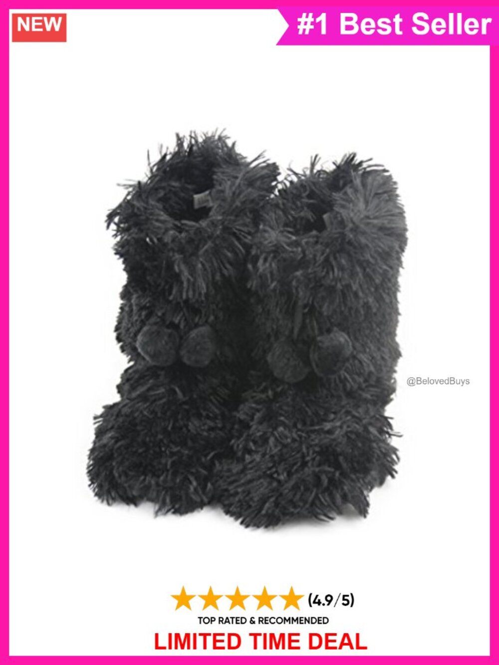 Plush Faux Fur Suede Slipper Boots Cozy Warm Indoor House Shoes